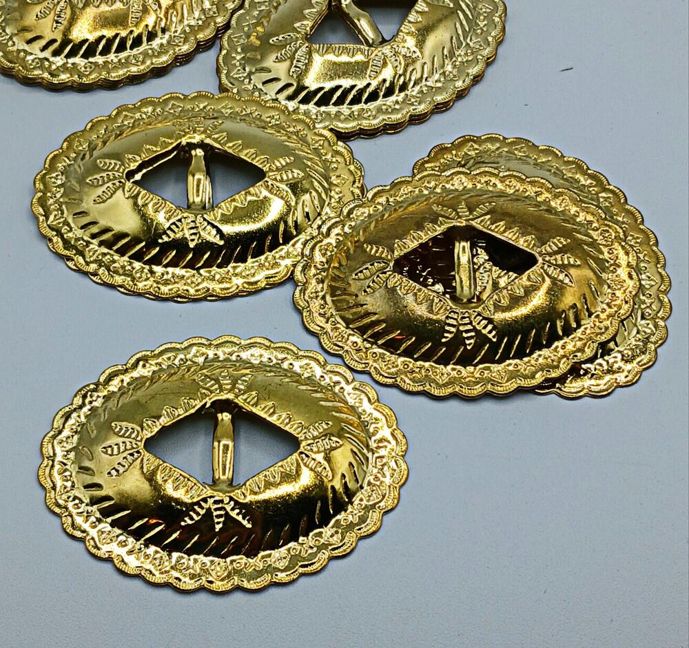 Gold-Tone Metal Scalloped Conchos for Jewelry Making 6pcs